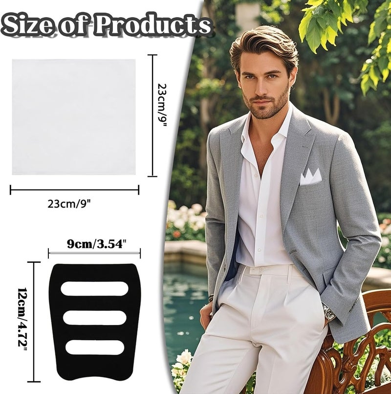 Gsyziux Cotton Pocket Squares For Men, Mens Handkerchiefs with Holder Embroidered Edge Suit Handkerchief for Business Party - Image 4